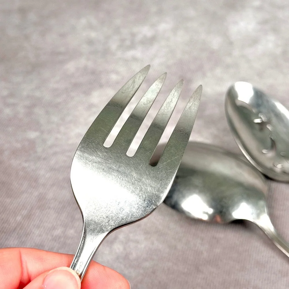 Oneida Community Stainless Twin Star Serving Slotted Spoon Ladle Fork 3 pc Set